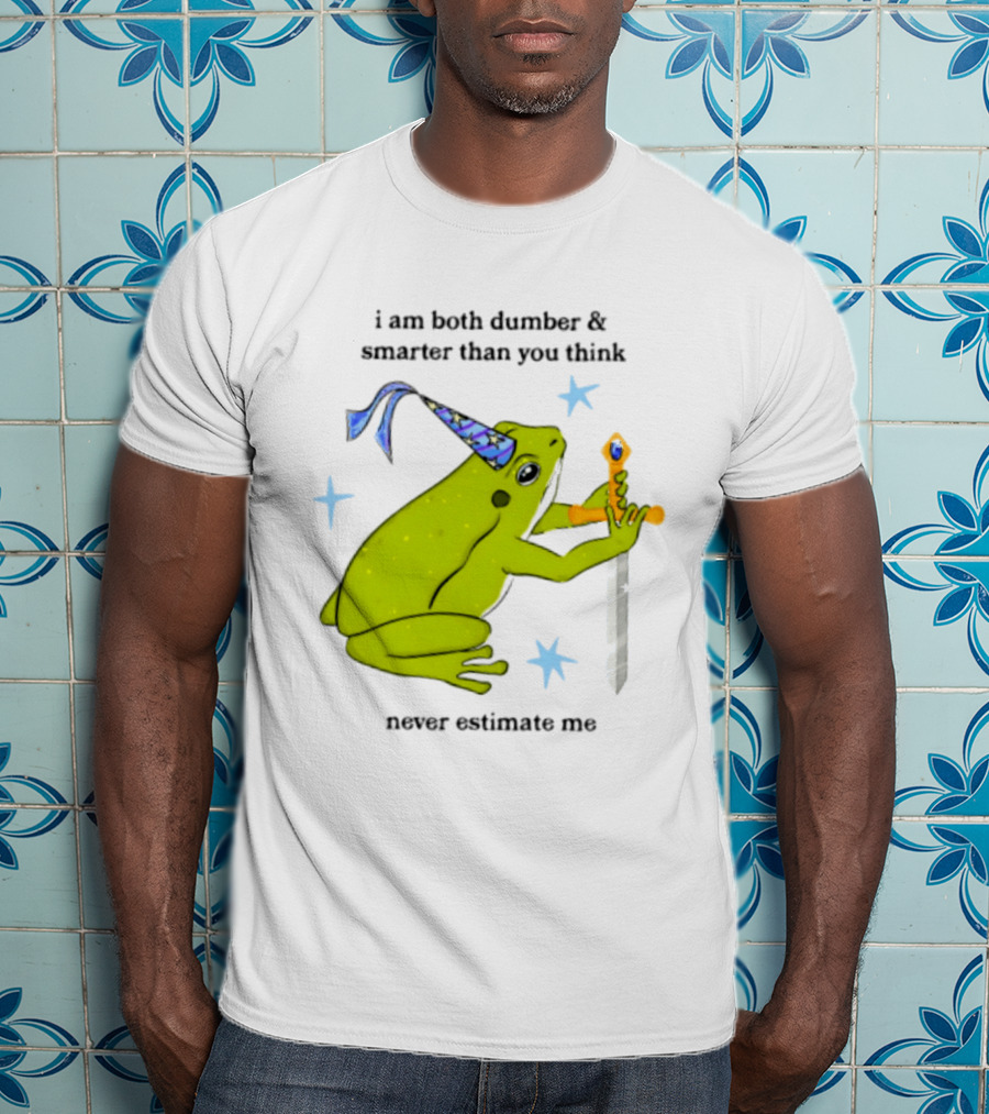 I Am Both Dumber And Smarter Than You Think Never Estimate Me Frog Sword Stars Party Hat T-Shirt