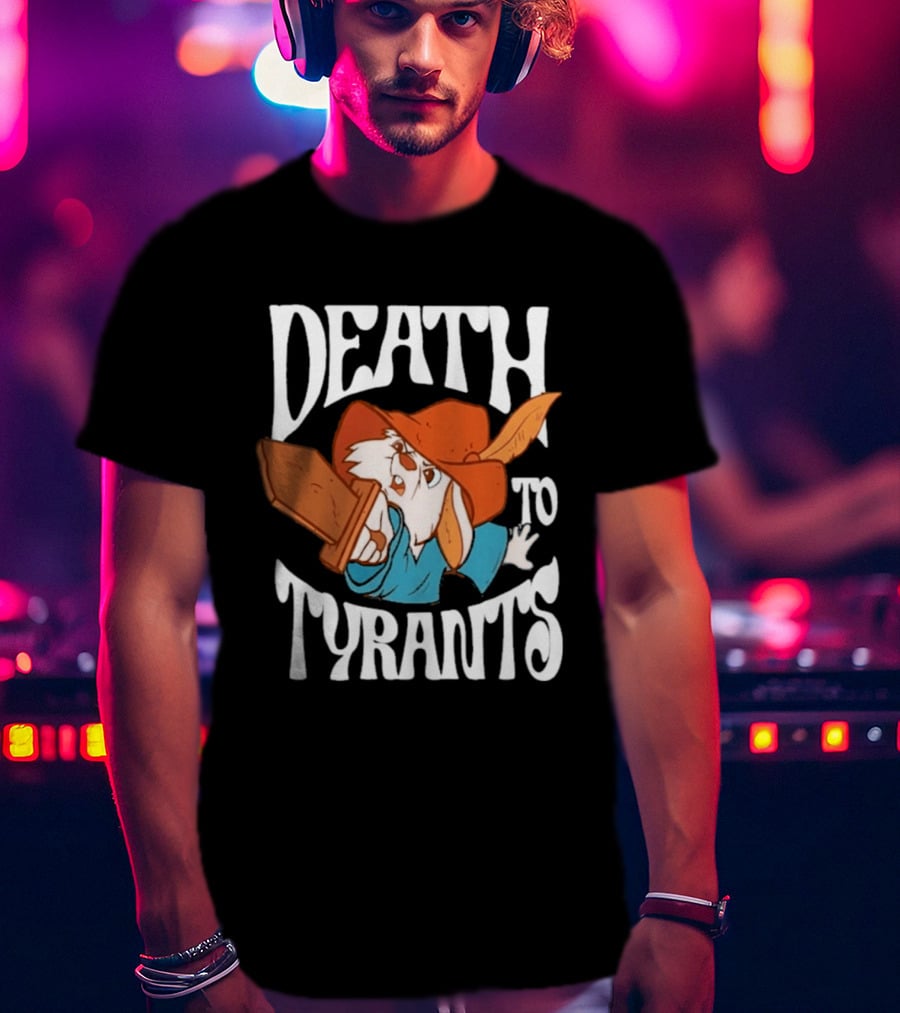 Skippy Rabbit Death To Tyrants Fearless Revolution Cartoon Rabbit T-Shirt