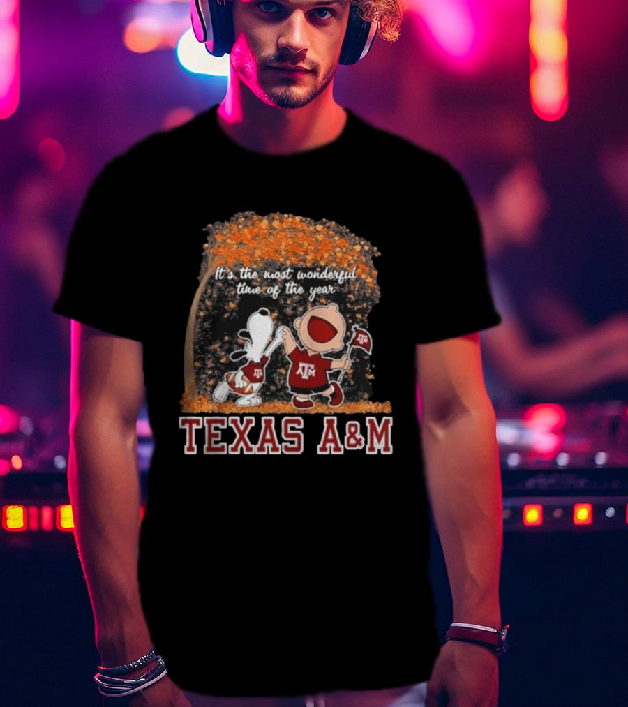 Texas A&M Aggies Snoopy Charlie Brown It's The Most Wonderful Time Of The Year T-Shirt