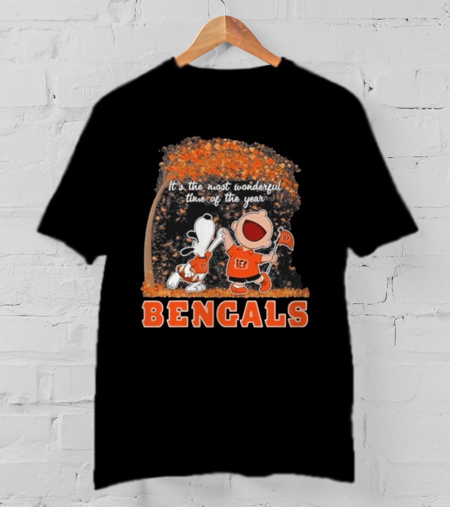 Cincinnati Bengals Snoopy Charlie Brown 2026 Most Wonderful Time T-Shirt