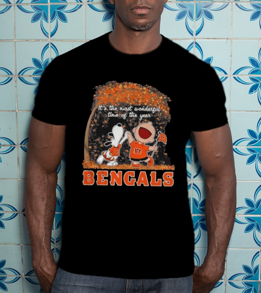 Cincinnati Bengals Snoopy Charlie Brown 2026 Most Wonderful Time T-Shirt