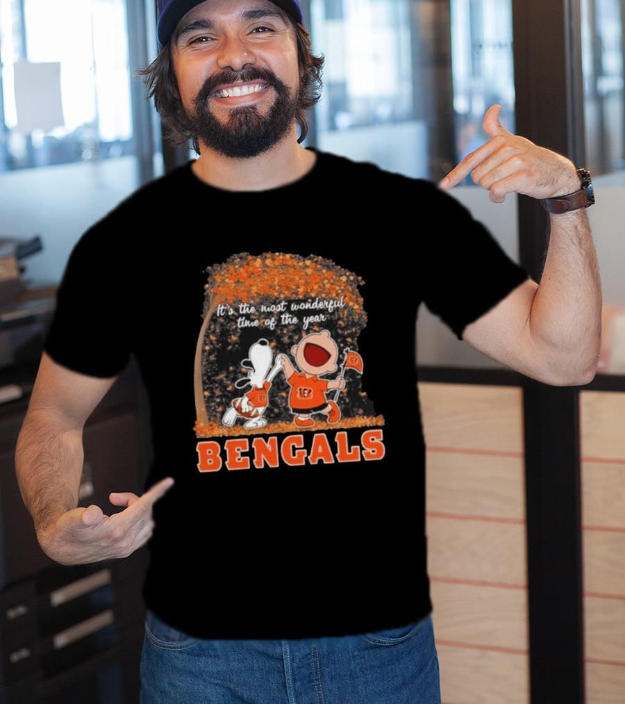 Cincinnati Bengals Snoopy Charlie Brown 2026 Most Wonderful Time T-Shirt