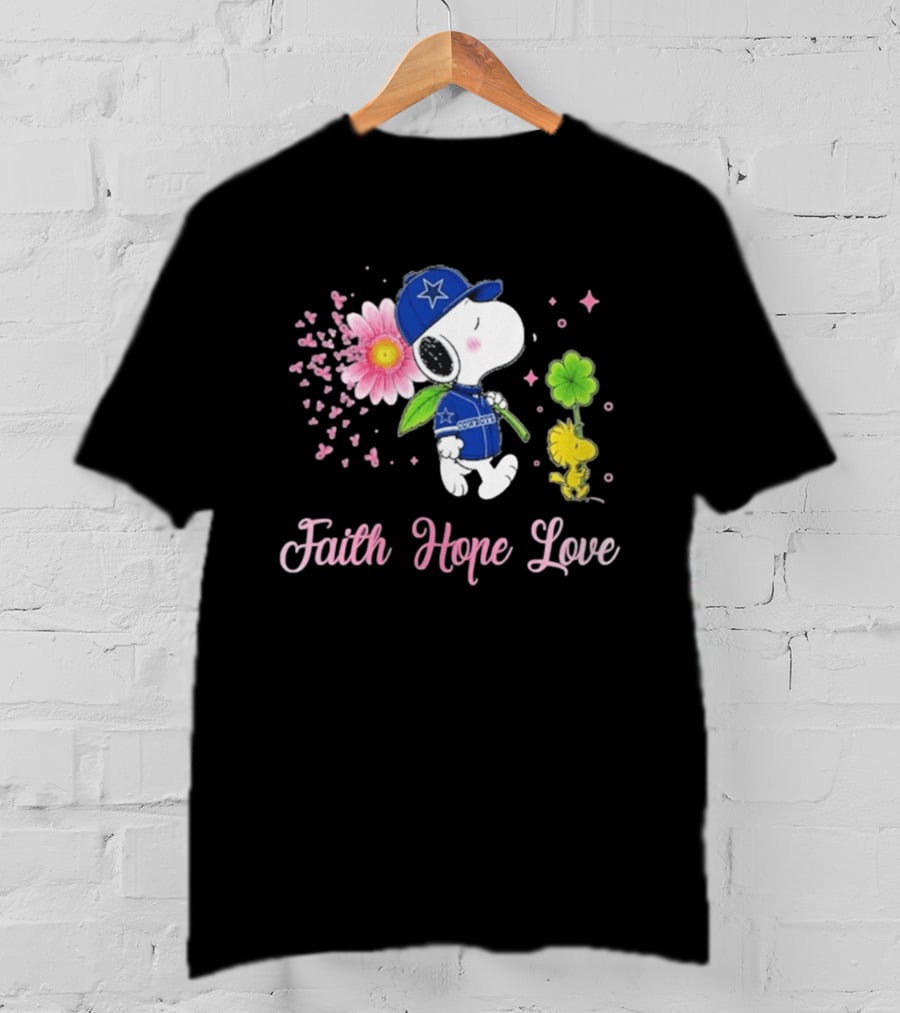 Dallas Cowboys Snoopy 2026 Breast Cancer Awareness Faith Hope Love T-Shirt