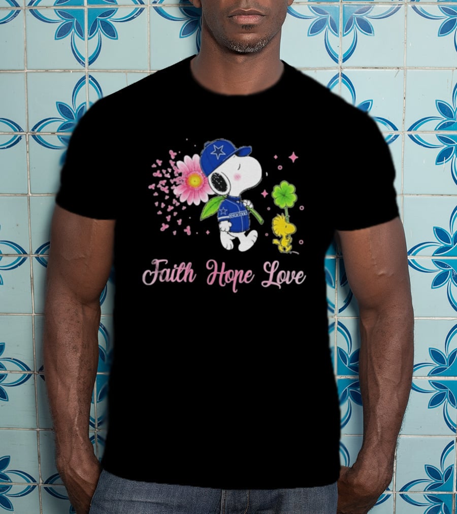Dallas Cowboys Snoopy 2026 Breast Cancer Awareness Faith Hope Love T-Shirt
