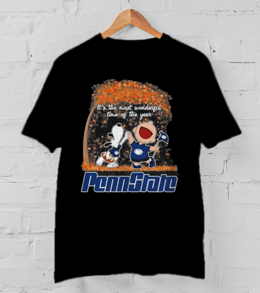 Penn State Nittany Lions Snoopy Charlie Brown Dancing It's The Most Wonderful Time Of The Year T-Shirt