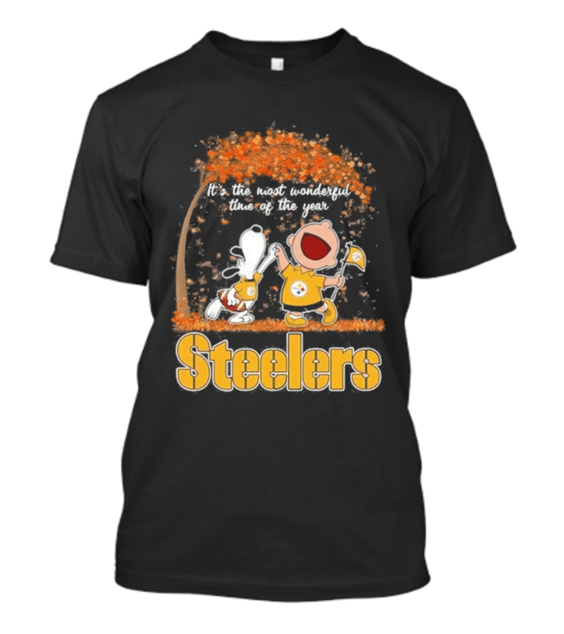 Pittsburgh Steelers Snoopy Charlie Brown Dancing It's The Most Wonderful Time Of The Year T-Shirt