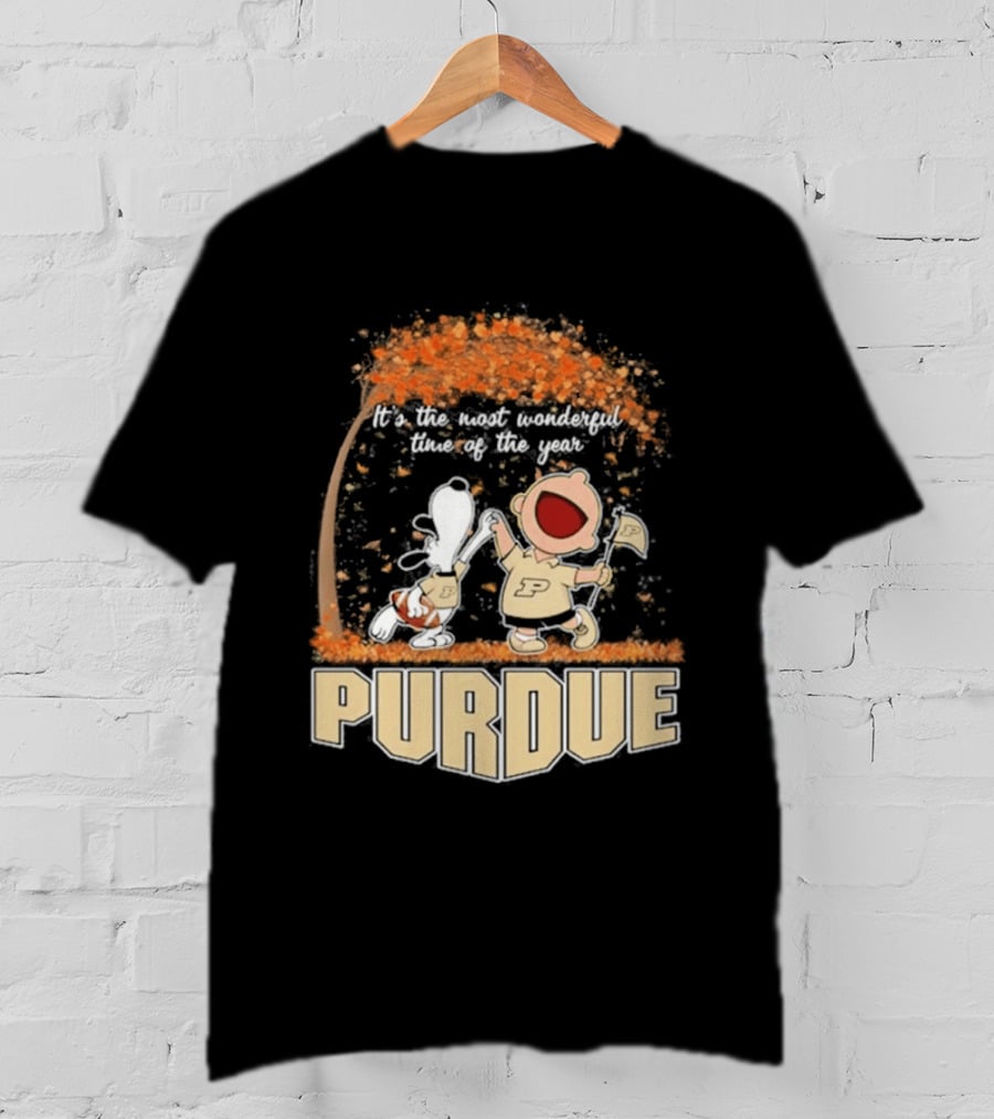 Purdue Boilermakers Snoopy Charlie Brown 2026 Most Wonderful Time Of The Year T-Shirt