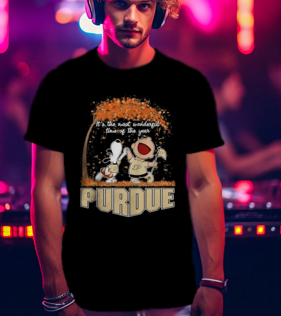 Purdue Boilermakers Snoopy Charlie Brown 2026 Most Wonderful Time Of The Year T-Shirt