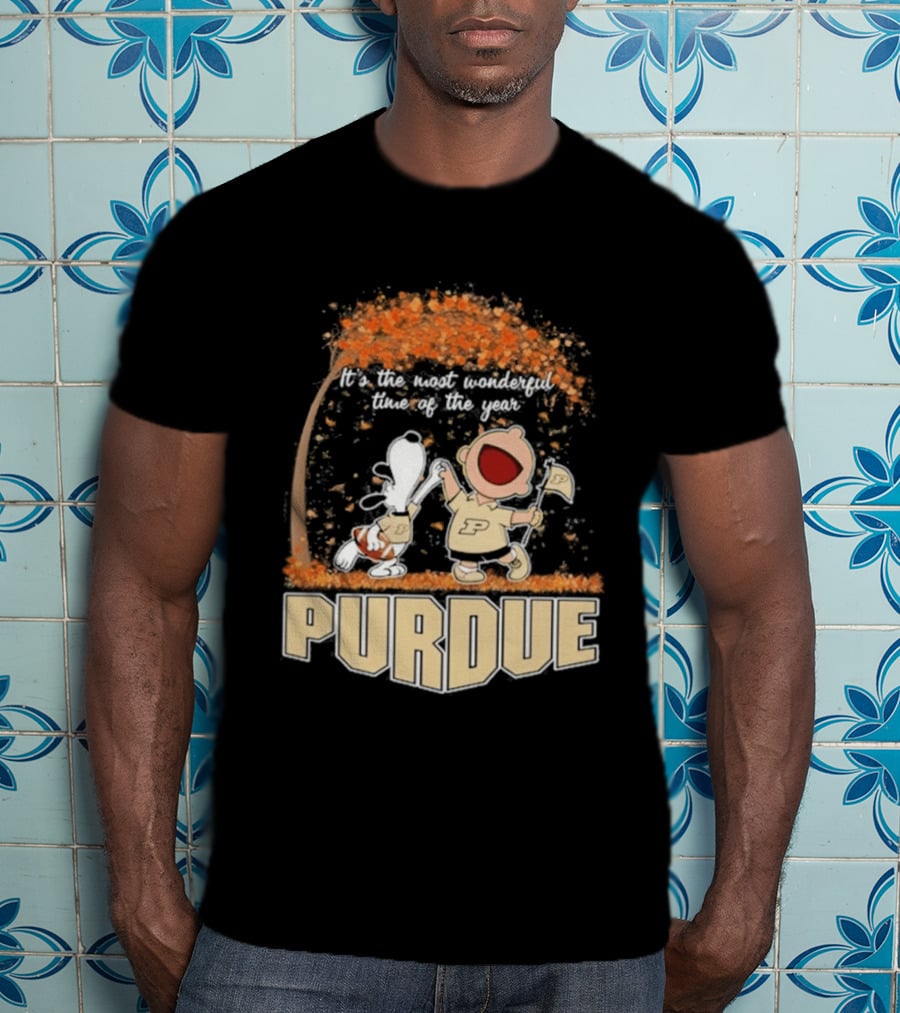 Purdue Boilermakers Snoopy Charlie Brown 2026 Most Wonderful Time Of The Year T-Shirt