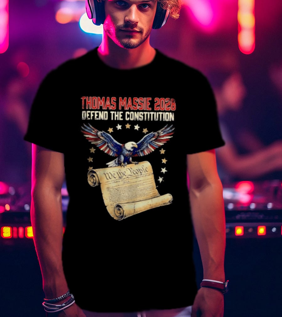Thomas Massie 2028 Defend The Constitution We The People Bald Eagle Stars Patriotic Election Movement T-Shirt