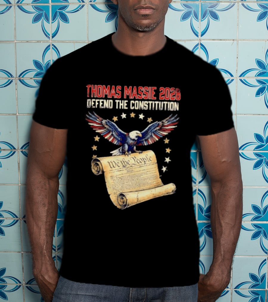 Thomas Massie 2028 Defend The Constitution We The People Bald Eagle Stars Patriotic Election Movement T-Shirt