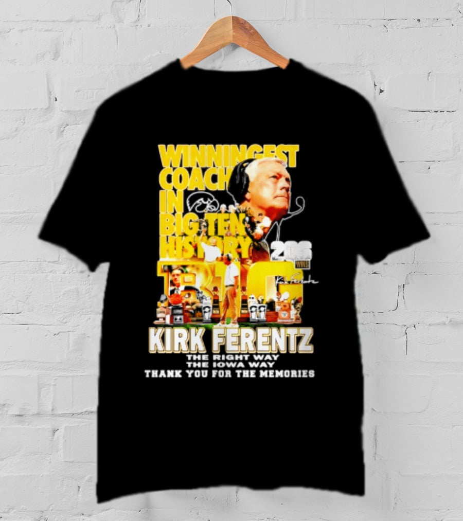 Kirk Ferentz Winningest Coach Big Ten History Iowa Hawkeyes Memories T-Shirt