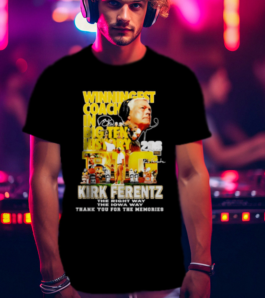 Kirk Ferentz Winningest Coach Big Ten History Iowa Hawkeyes Memories T-Shirt