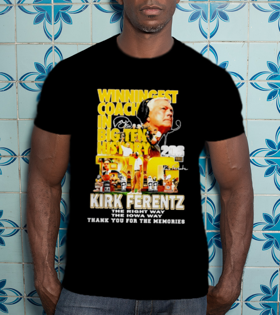 Kirk Ferentz Winningest Coach Big Ten History Iowa Hawkeyes Memories T-Shirt