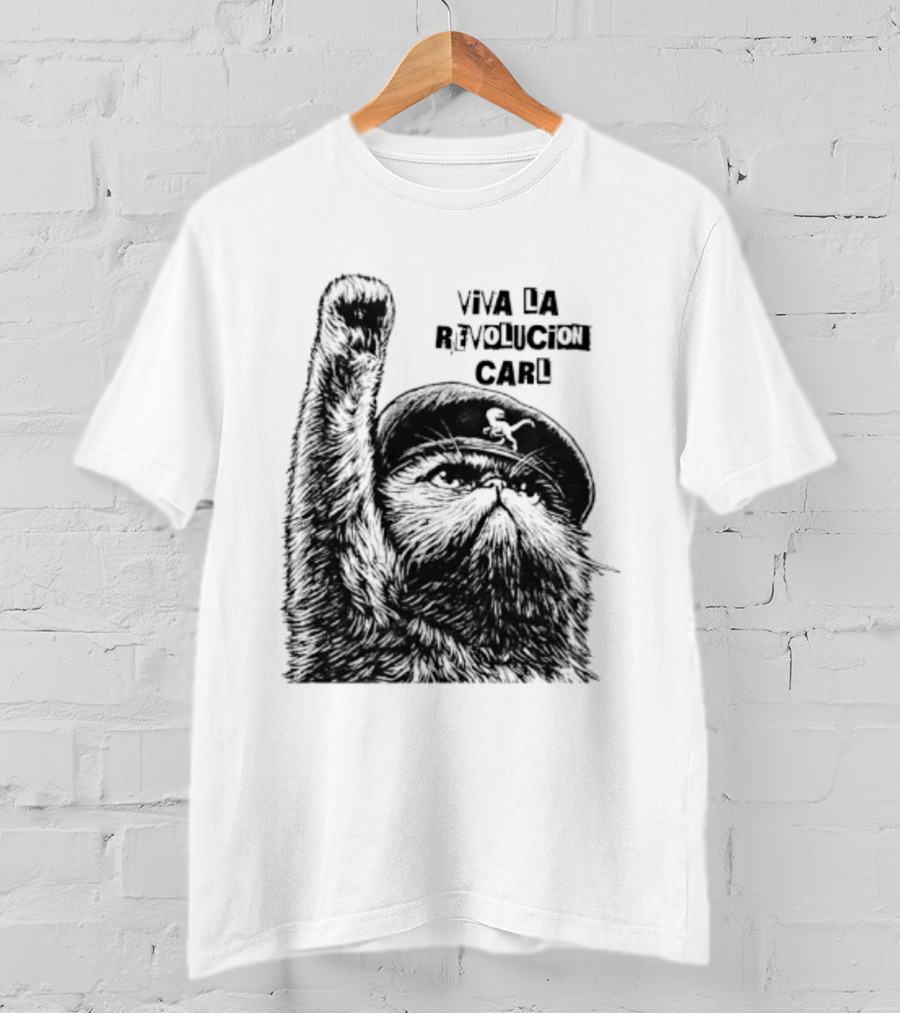 Viva La Revolución Carl Revolutionary Cat Uplifted Paw T-Shirt