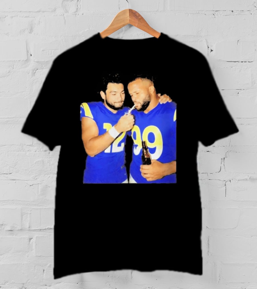 Los Angeles Rams Puka Nacua Aaron Donald Smoking Drinking NFL Football Team Players T-Shirt