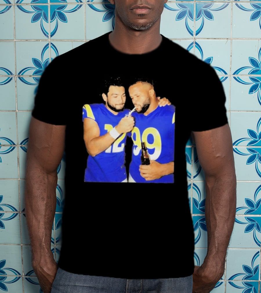 Los Angeles Rams Puka Nacua Aaron Donald Smoking Drinking NFL Football Team Players T-Shirt