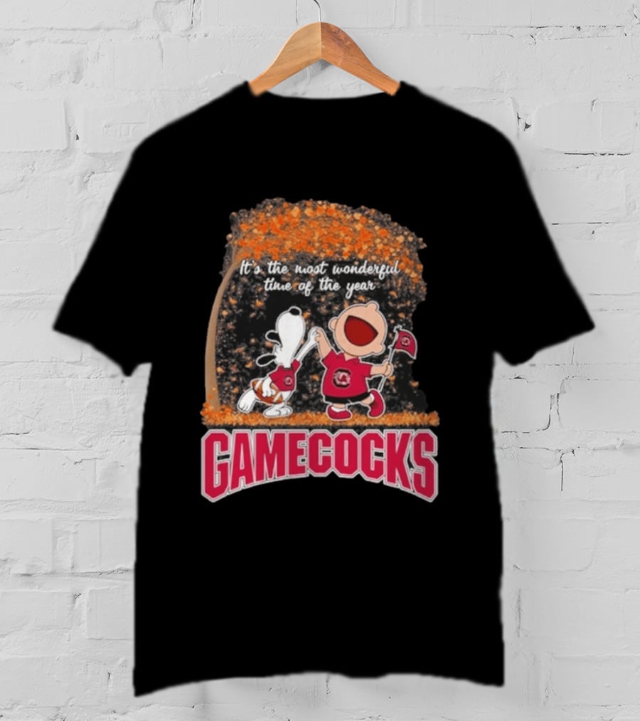 South Carolina Gamecocks Snoopy Charlie Brown 2026 It's The Most Wonderful Time Of The Year T-Shirt