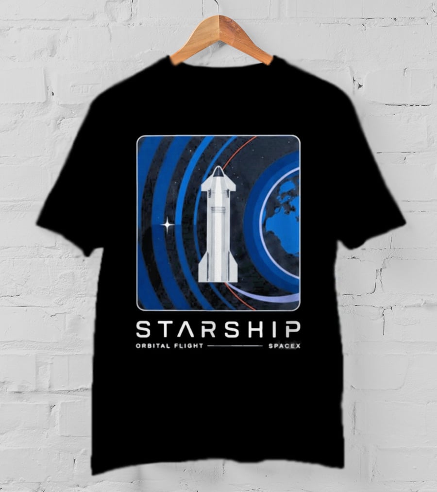 Starship First Orbital Flight Milestone Earth Icon And Concentric Rings T-Shirt
