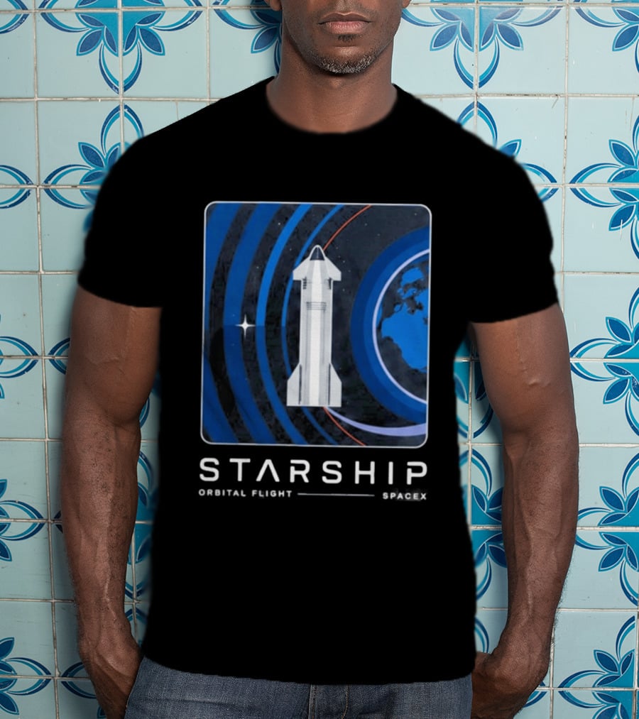 Starship First Orbital Flight Milestone Earth Icon And Concentric Rings T-Shirt