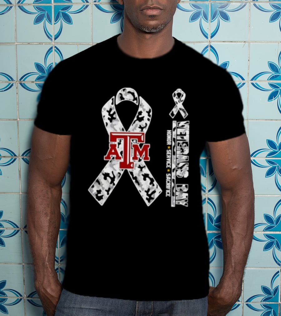 Texas A&M University Veterans Day Camouflage Ribbon Honor Service Sacrifice T-Shirt