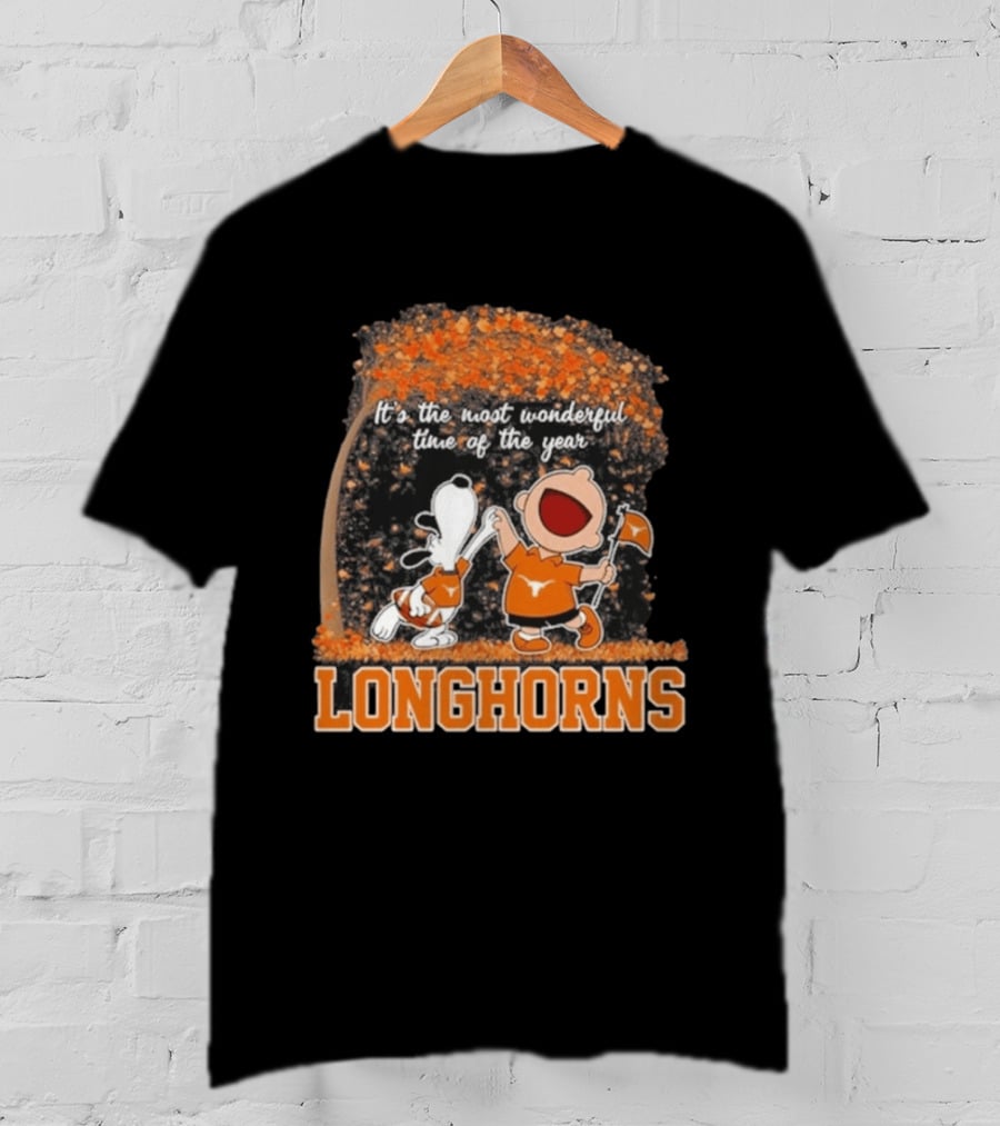 Texas Longhorns Snoopy Charlie Brown Most Wonderful Time Of The Year T-Shirt