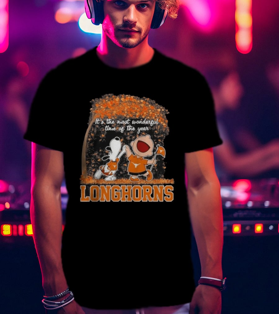 Texas Longhorns Snoopy Charlie Brown Most Wonderful Time Of The Year T-Shirt