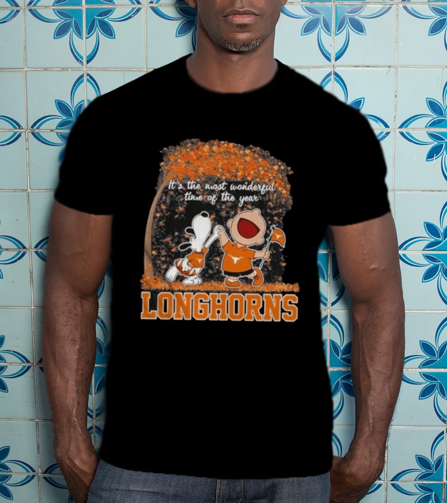 Texas Longhorns Snoopy Charlie Brown Most Wonderful Time Of The Year T-Shirt