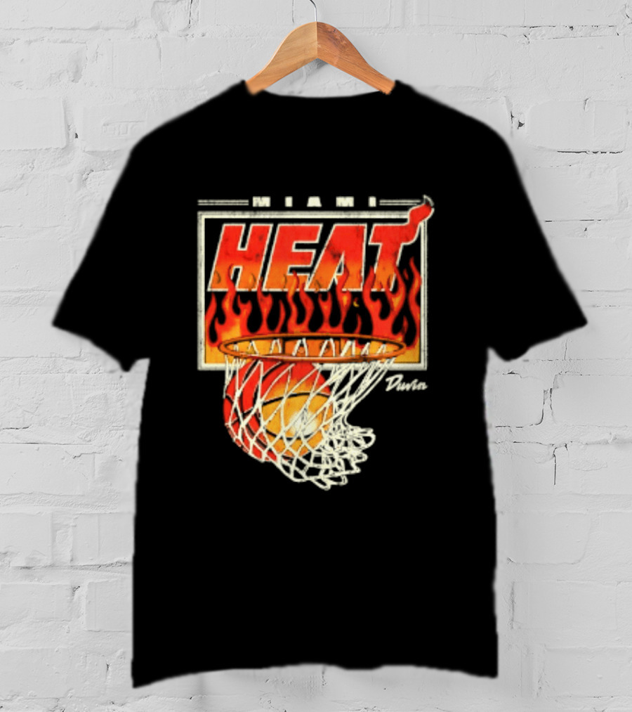 Miami Heat Duvin Basketball NBA Flaming Hoop And Ball T-Shirt