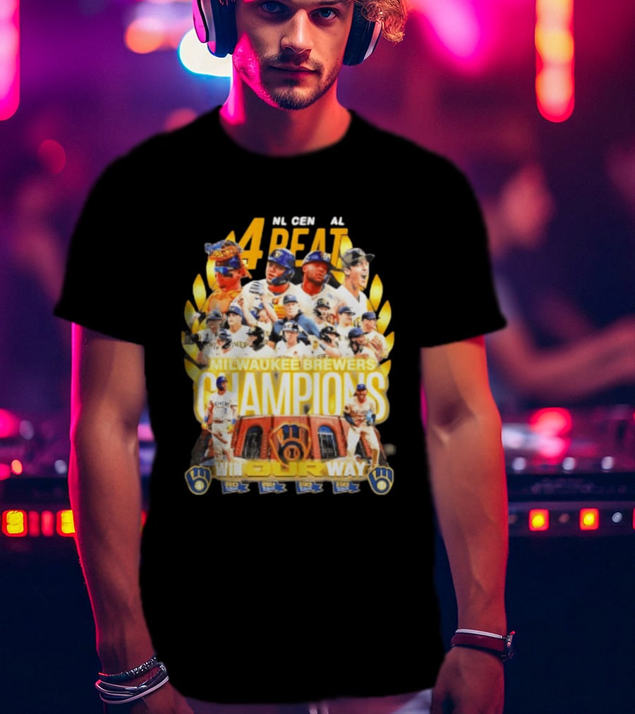 Milwaukee Brewers Champions 4peat NL Central Win Our Way T-Shirt