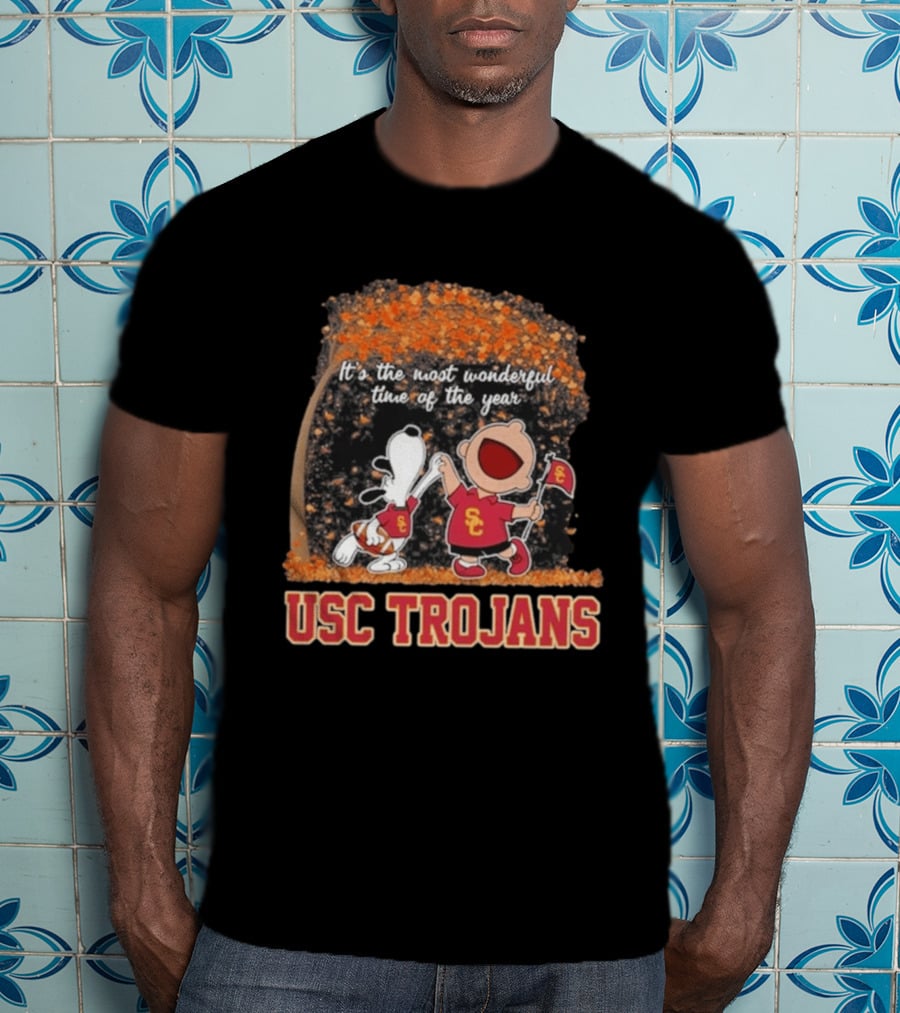 USC Trojans Snoopy Charlie Brown Dancing 2026 Most Wonderful Time Of The Year T-Shirt