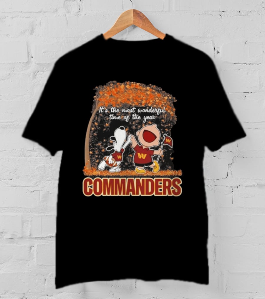 Washington Commanders Snoopy Charlie Brown Dancing 2026 Most Wonderful Time Of The Year T-Shirt