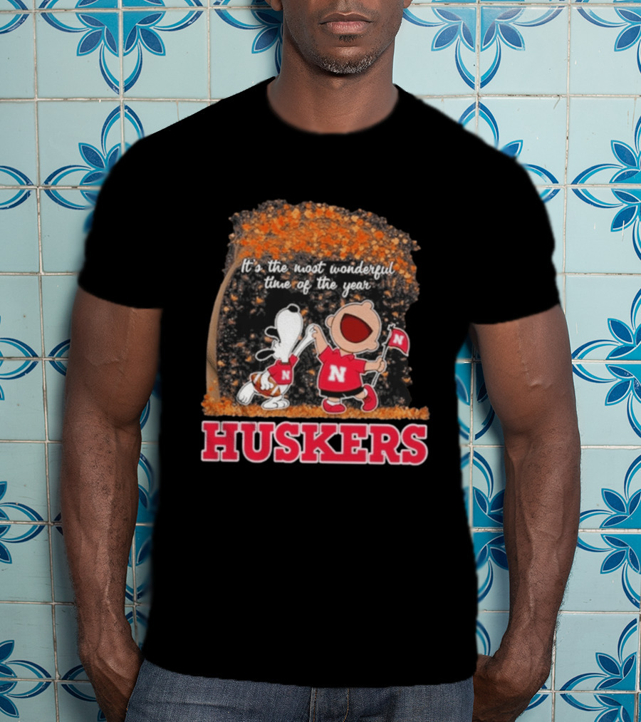 Huskers Snoopy Charlie Brown It's The Most Wonderful Time Of The Year T-Shirt