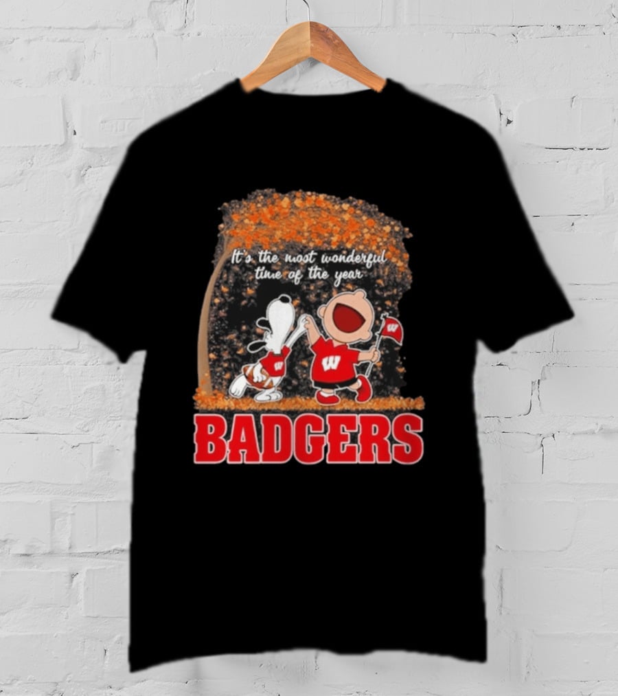 Wisconsin Badgers Snoopy Charlie Brown It's The Most Wonderful Time Of The Year 2026 T-Shirt
