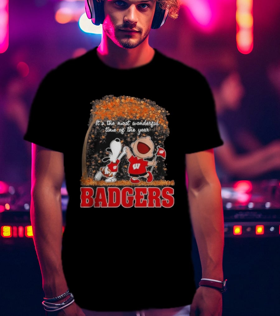 Wisconsin Badgers Snoopy Charlie Brown It's The Most Wonderful Time Of The Year 2026 T-Shirt
