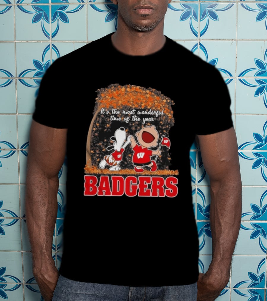 Wisconsin Badgers Snoopy Charlie Brown It's The Most Wonderful Time Of The Year 2026 T-Shirt