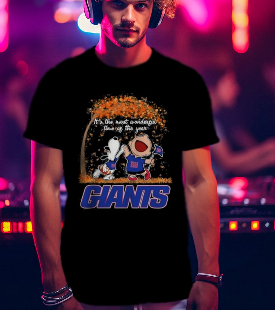 New York Giants Snoopy Charlie Brown 2026 Most Wonderful Time T-Shirt