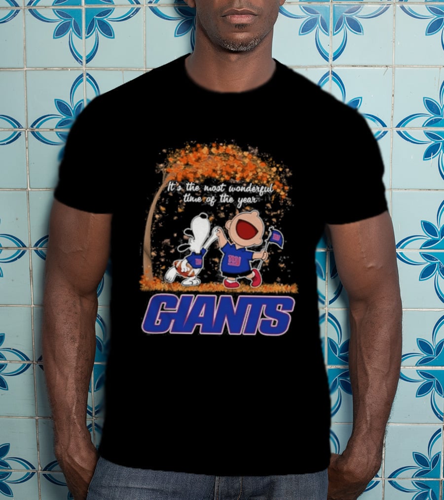 New York Giants Snoopy Charlie Brown 2026 Most Wonderful Time T-Shirt