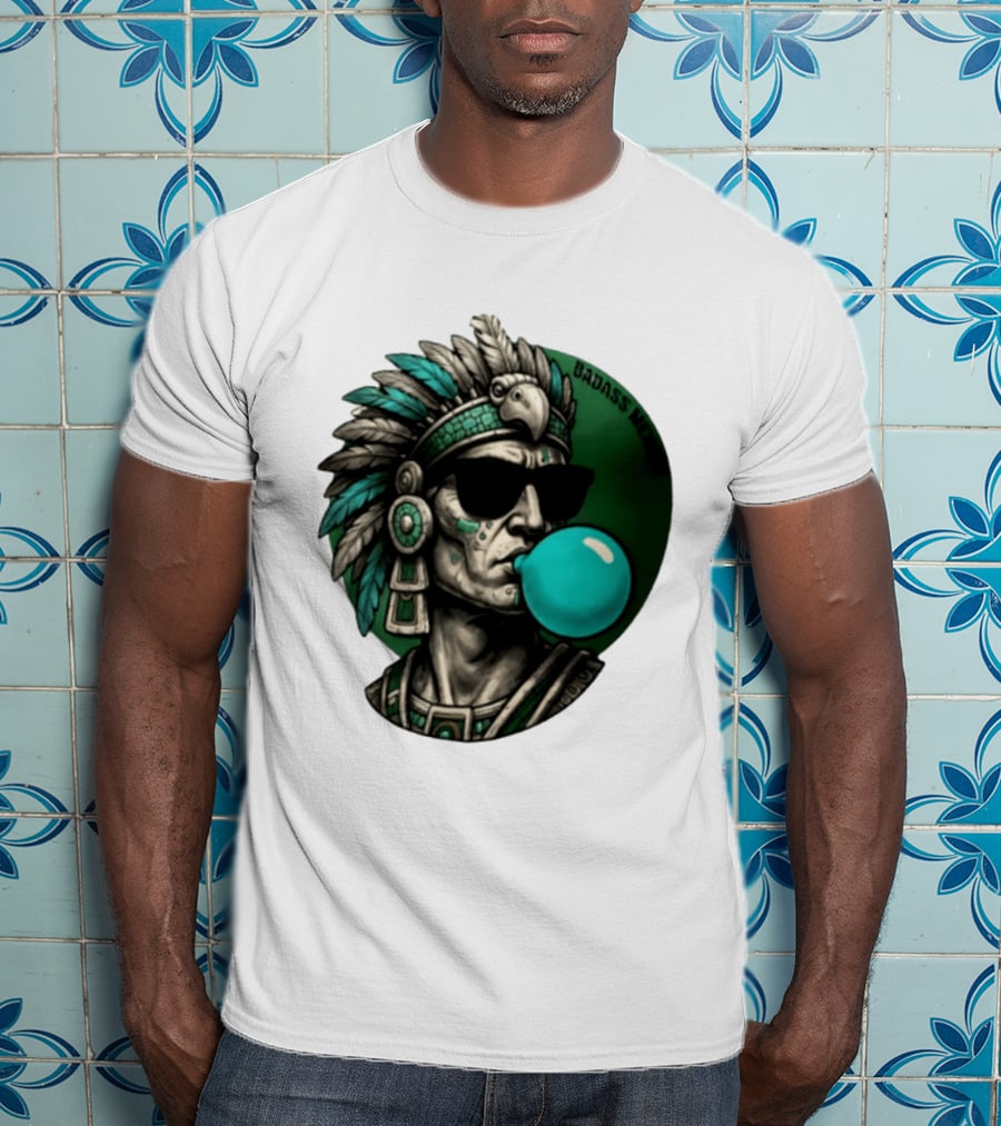Aztec Warrior With Sunglasses Chewing Bubble Gum Badass Mexicans T-Shirt