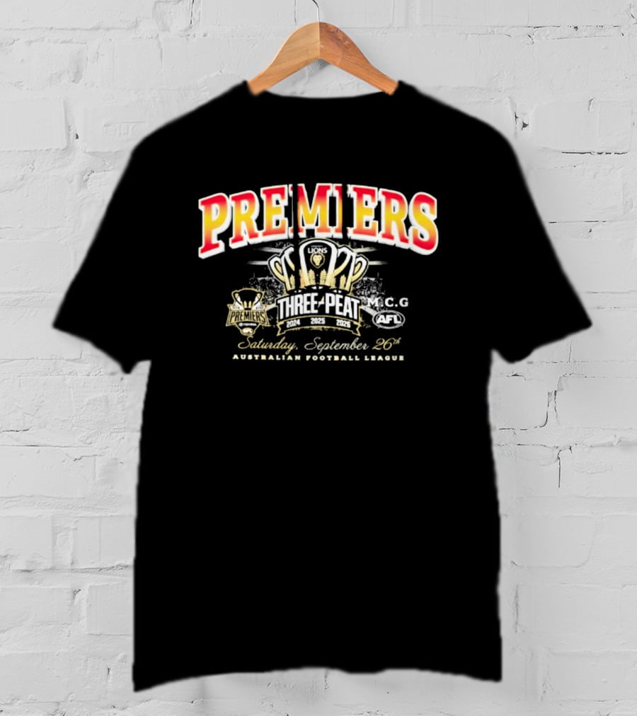 AFL Premiers Three Peat September 26 2026 Cup Winner Celebration T-Shirt