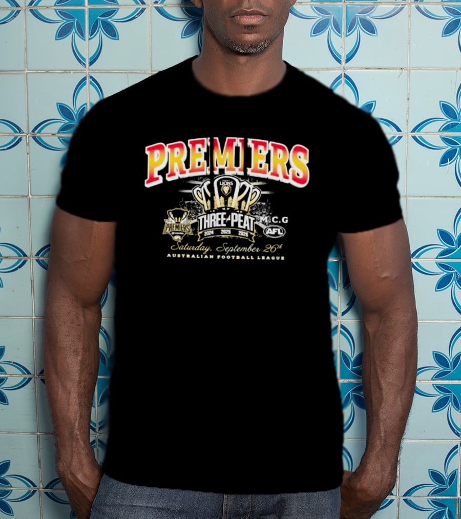 AFL Premiers Three Peat September 26 2026 Cup Winner Celebration T-Shirt