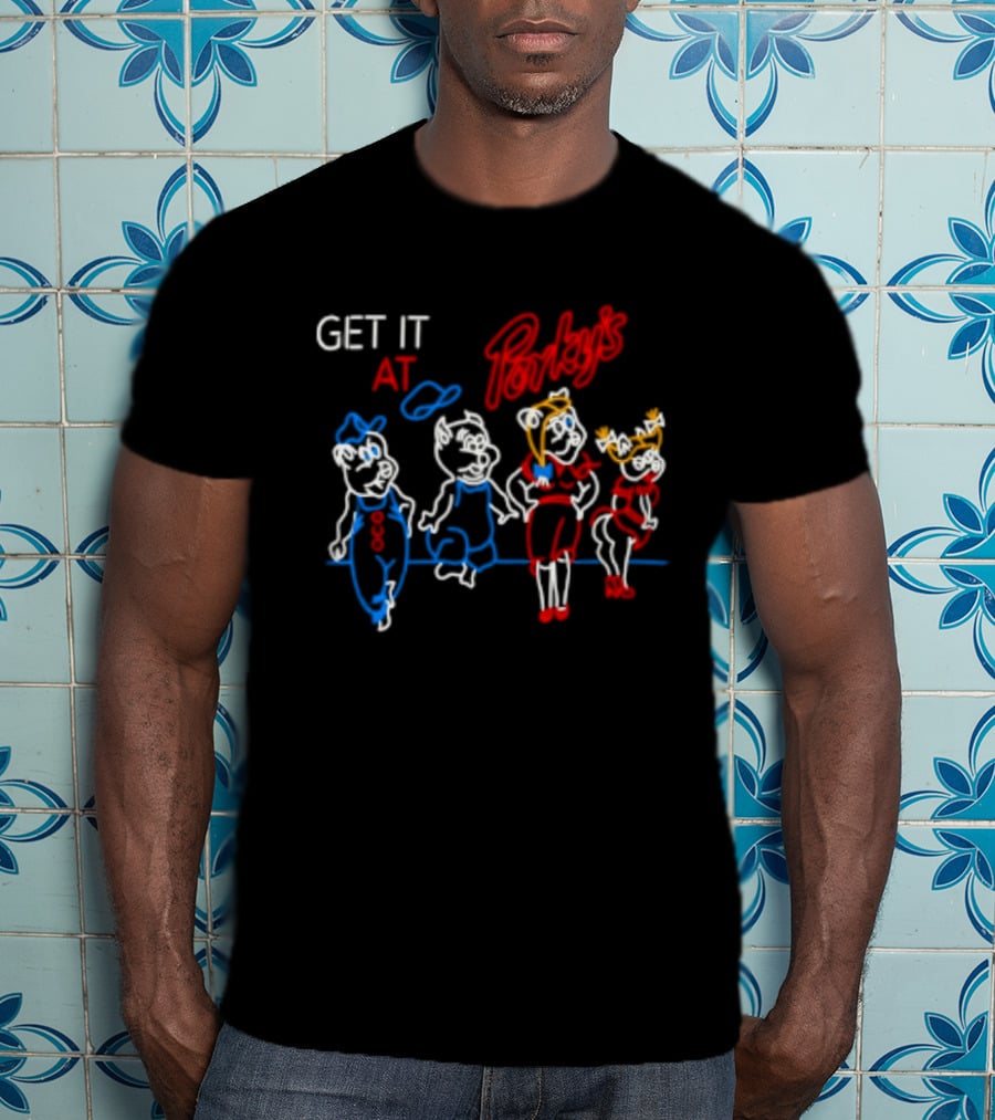 GET IT AT PORKY'S 80s MOVIE NEON SIGN CHARACTERS T-Shirt
