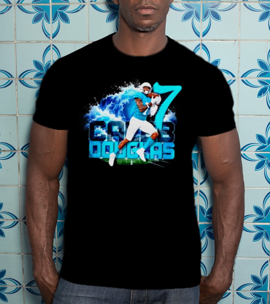 Caleb Douglas Miami Dolphins Tidal Wave Football Player Number 7 T-Shirt