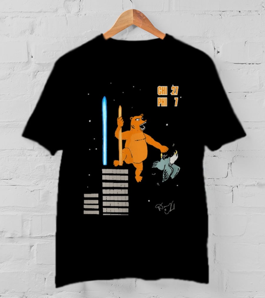 CHI 27 PHI 7 Cartoon Bears Vs Eagles Star Wars T-Shirt