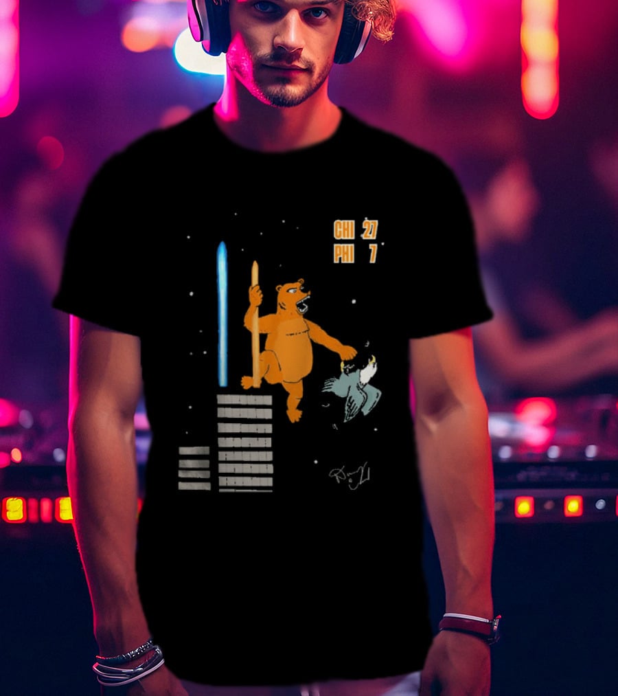 CHI 27 PHI 7 Cartoon Bears Vs Eagles Star Wars T-Shirt