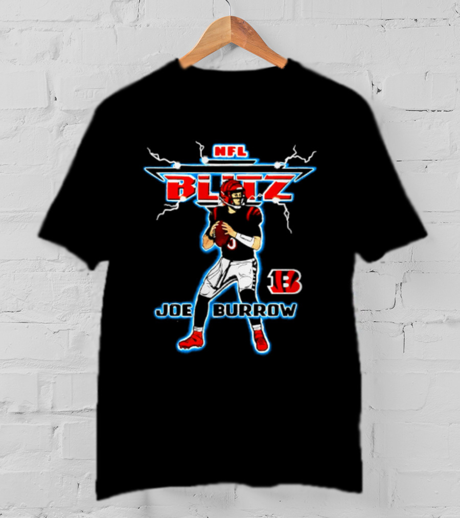 Cincinnati Bengals Joe Burrow NFL Blitz Lightning B T-Shirt