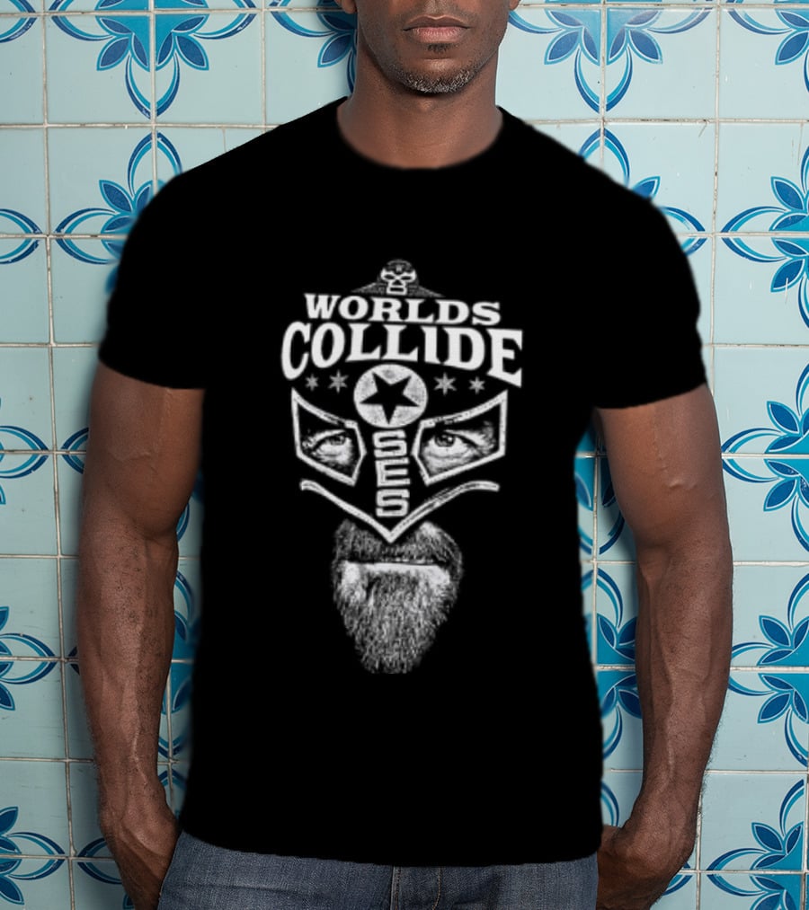 CM Punk Worlds Collide Chicago Mask Star Symbol Two Sided T-Shirt