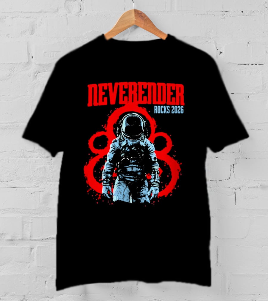 Neverender Rocks 2026 Astronaut Coheed Cambria Red Circles T-Shirt