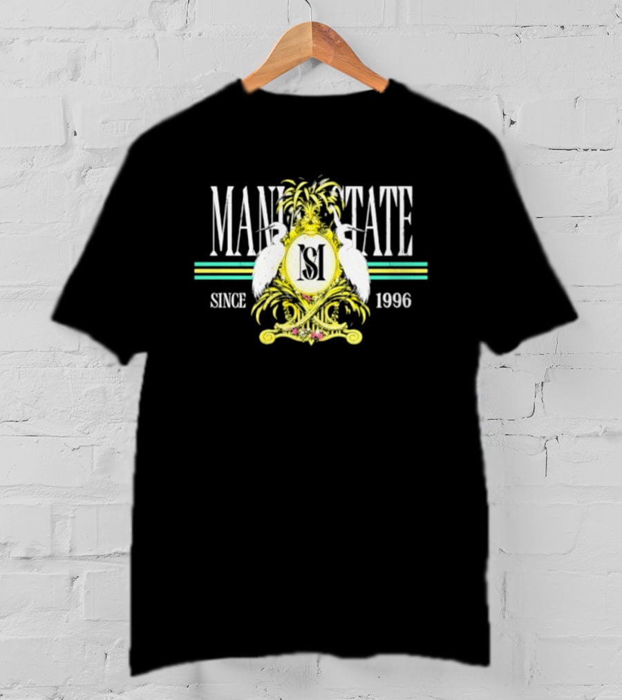Mania State Since 1996 Egret Palm Tree Regal Crest T-Shirt