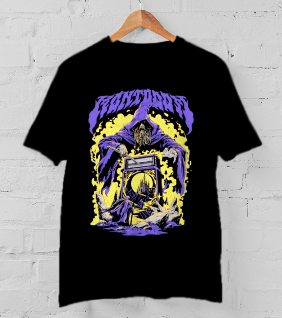 Mantdar Wizard With Castle And Guitar Amplifier Magic Explosion T-Shirt